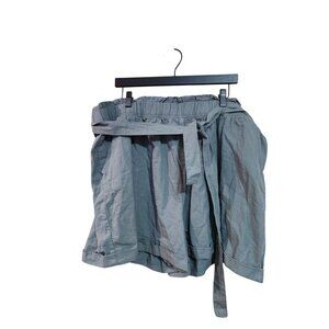 Falls Creek Womens Sage Green Paperbag Waist Shorts 2X Cotton Blend With Belt NW